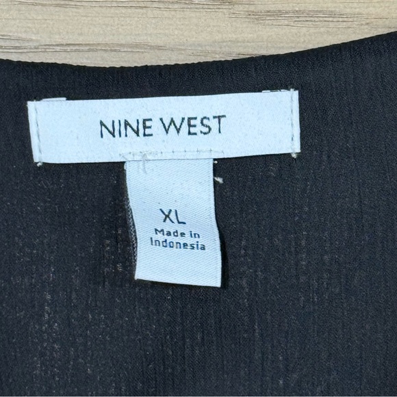 Nine West Pleated Chiffon V Neck Sleeveless Dress Lined Flowy XL Goth Flapper - Picture 9 of 13